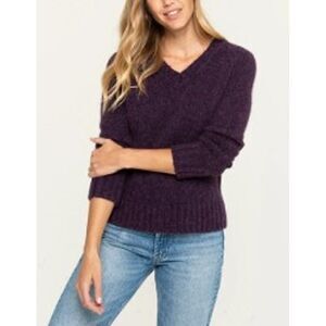 Pacas V-Neck Sweater in Eggplant Melange NWT Sz. L